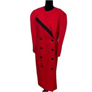 Vtg Donna Morgan  Double Breasted Red Blazer/Dress For NON STOP,  Sz 12